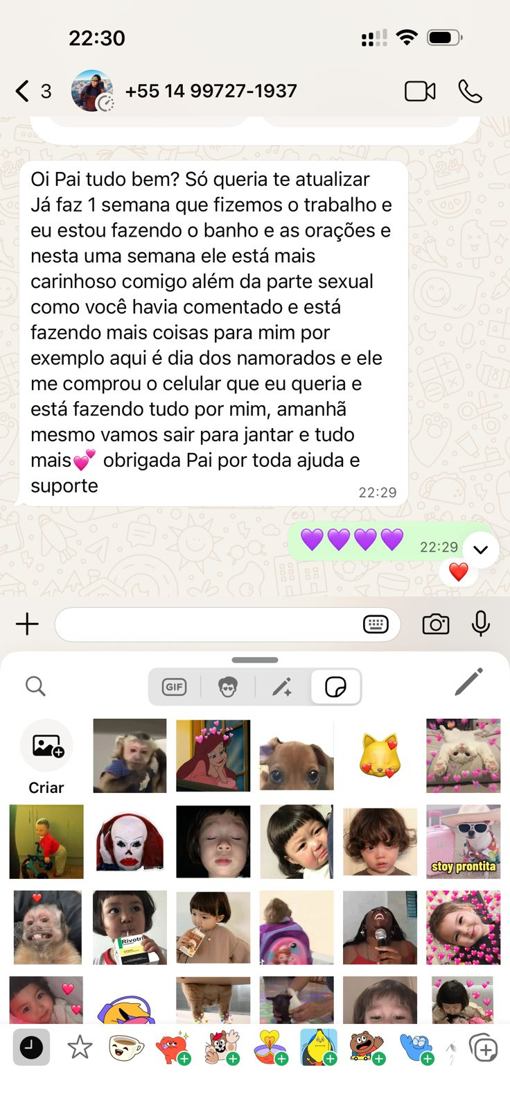 Depoimento de Cliente — 1 semana após o trabalho